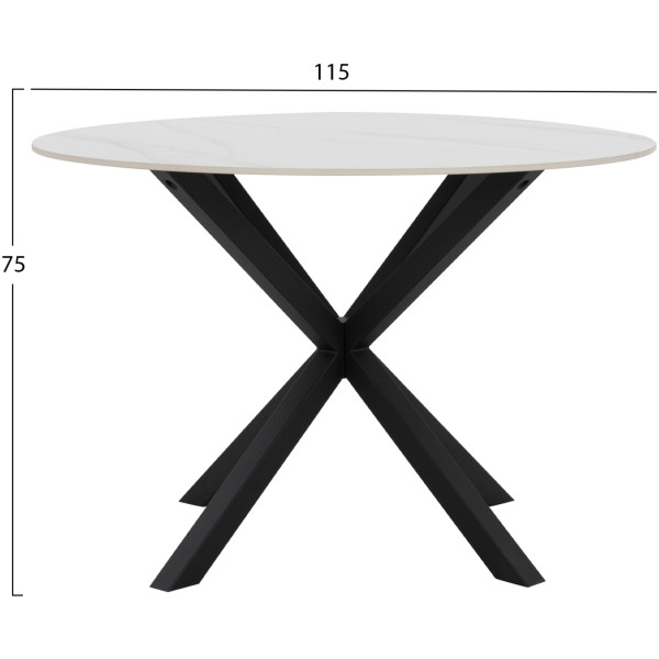 ΤΡΑΠΕΖΙ ΤΡΑΠΕΖΑΡΙΑΣ ΣΤΡΟΓΓΥΛΟ SYNTEC HM9309.02 SINTERED STONE ΛΕΥΚΟ ΜΕΤΑΛ.ΠΟΔΙΑ Φ115x75Y εκ. - Image 2