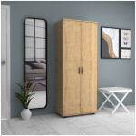 Ντουλάπα ρούχων - παπουτσοθήκη Eric  δίφυλλη χρώμα φυσικό οξιάς 76x36x187εκ. - Image 3