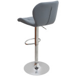 Σκαμπό μπαρ Dolores  με ρυθμιζόμενο ύψος PU γκρι - βάση χρωμίου 45,5x38x89/109εκ. - Image 3