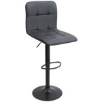 Σκαμπό μπαρ Carmelo  με ρυθμιζόμενο ύψος PU μαύρο - βάση μαύρο ματ 45x42x90/113εκ.