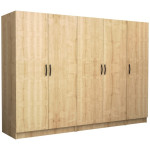 Ντουλάπα ρούχων Victoria  πεντάφυλλη χρώμα φυσικό οξιάς 250x60x181εκ.