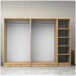 Ντουλάπα ρούχων Victoria  πεντάφυλλη χρώμα φυσικό οξιάς 250x60x181εκ. - Image 3