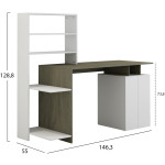 ΓΡΑΦΕΙΟ ΜΕ ΒΙΒΛΙΟΘΗΚΗ ROCHELL ΜΕΛΑΜΙΝΗ OLIVE GREY ΛΕΥΚΟ 146,3x55x128,8Υεκ.HM8886.11 - Image 2