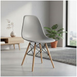 Καρέκλα τραπεζαρίας Nova  PP γκρι - ξύλινο φυσικό πόδι 46x51x80εκ. - Image 2