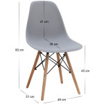 Καρέκλα τραπεζαρίας Nova  PP γκρι - ξύλινο φυσικό πόδι 46x51x80εκ. - Image 3