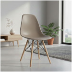 Καρέκλα τραπεζαρίας Nova  PP cappuccino - ξύλινο φυσικό πόδι 46x51x80εκ. - Image 2