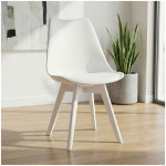 Καρέκλα τραπεζαρίας Viva  PP - PU λευκό - ξύλινο λευκό πόδι 48,5x54x80εκ. - Image 2