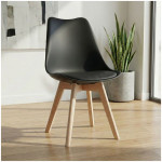 Καρέκλα τραπεζαρίας Viva  PP - PU μαύρο - ξύλινο φυσικό πόδι 48,5x54x80εκ. - Image 2