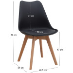 Καρέκλα τραπεζαρίας Viva  PP - PU μαύρο - ξύλινο φυσικό πόδι 48,5x54x80εκ. - Image 3