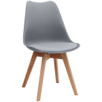 Καρέκλα τραπεζαρίας Viva  PP - PU γκρι - ξύλινο φυσικό πόδι 48,5x54x80εκ.
