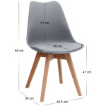 Καρέκλα τραπεζαρίας Viva  PP - PU γκρι - ξύλινο φυσικό πόδι 48,5x54x80εκ. - Image 3