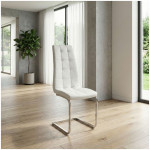 Καρέκλα τραπεζαρίας Vela  λευκό PU - μεταλλική βάση χρωμίου 41x61x107εκ. - Image 2