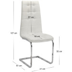 Καρέκλα τραπεζαρίας Vela  λευκό PU - μεταλλική βάση χρωμίου 41x61x107εκ. - Image 3