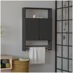 Ντουλάπι μπάνιου επιτοίχιο Ela  χρώμα ανθρακί 60x15x87εκ.