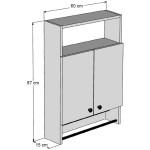 Ντουλάπι μπάνιου επιτοίχιο Ela  χρώμα ανθρακί 60x15x87εκ. - Image 3