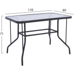 ΤΡΑΠΕΖΙ ADAM HM5020.01 ΜΕΤΑΛΛΙΚΟ ΣΚΟΥΡΟ ΓΚΡΙ ΜΕ ΓΥΑΛΙΝΗ ΕΠΙΦΑΝΕΙΑ 110Χ60Χ71Υεκ. - Image 2