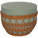 ΤΡΑΠΕΖΙ ΣΑΛΟΝΙΟΥ VILHENA HM18165 FIBER CEMENT ΠΡΑΣΙΝΟ-RATTAN ΦΥΣΙΚΟ Φ56x47Υεκ.