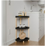 Ραφιέρα δαπέδου γωνιακή πλαστική - ξύλινη χρώμα φυσικό - μαύρο 44x32x79εκ.