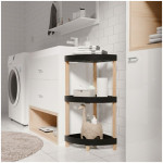 Ραφιέρα δαπέδου γωνιακή πλαστική - ξύλινη χρώμα φυσικό - μαύρο 44x32x79εκ. - Image 2