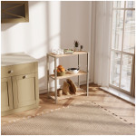 Ραφιέρα δαπέδου - Τραπεζάκι βοηθητικό ξύλινο - πλαστικό χρώμα φυσικό - μπεζ 65x29x78εκ. - Image 2