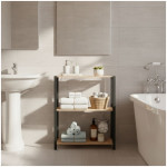 Ραφιέρα δαπέδου - Τραπεζάκι βοηθητικό ξύλινο - πλαστικό χρώμα φυσικό - μαύρο 65x29x78εκ. - Image 2