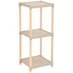 Ραφιέρα δαπέδου πλαστική - ξύλινη χρώμα φυσικό - μπεζ 28x25x72εκ.