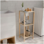 Ραφιέρα δαπέδου πλαστική - ξύλινη χρώμα φυσικό - μπεζ 28x25x72εκ. - Image 2