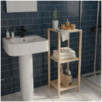 Ραφιέρα δαπέδου πλαστική - ξύλινη χρώμα φυσικό - μπεζ 28x25x72εκ. - Image 3