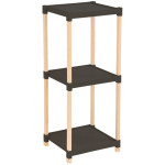 Ραφιέρα δαπέδου πλαστική - ξύλινη χρώμα φυσικό - μαύρο 28x25x72εκ.