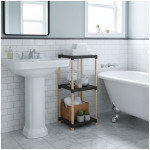 Ραφιέρα δαπέδου πλαστική - ξύλινη χρώμα φυσικό - μαύρο 28x25x72εκ. - Image 2