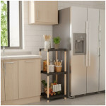 Ραφιέρα δαπέδου πλαστική - ξύλινη χρώμα φυσικό - μαύρο 28x25x72εκ. - Image 3