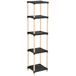 Ραφιέρα δαπέδου πλαστική - ξύλινη χρώμα φυσικό - μαύρο 28x25x137εκ.