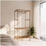 Ντουλάπα ρούχων ανοιχτή - Έπιπλο εισόδου ξύλινο - πλαστικό χρώμα φυσικό - μπεζ 75x46x156εκ. - Image 2