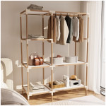 Ντουλάπα ρούχων ανοιχτή - Έπιπλο εισόδου ξύλινο - πλαστικό χρώμα φυσικό - μπεζ 117x47x155εκ.