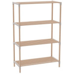 Ραφιέρα δαπέδου ξύλινη - πλαστική χρώμα φυσικό - μπεζ 65x30x116εκ.