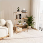 Ραφιέρα δαπέδου ξύλινη - πλαστική χρώμα φυσικό - μπεζ 65x30x116εκ. - Image 3