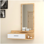 Έπιπλο εισόδου - τουαλέτα Joy  με καθρέπτη χρώμα φυσικό οξιάς - λευκό 80x35x116εκ.