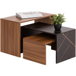 ΤΡΑΠΕΖΙ ΣΑΛΟΝΙΟΥ ΣΕΤ 3ΤΜΧ BENTIL HM9444.12 ΜΕΛΑΜΙΝΗ ΚΑΡΥΔΙ-ΜΑΥΡΟ ΜΑΡΜΑΡΟ 65x35x45Υεκ