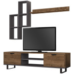 Σύνθεση τηλεόρασης Lonsa  χρώμα καρυδί - ανθρακί 160x35x40εκ. - Image 3