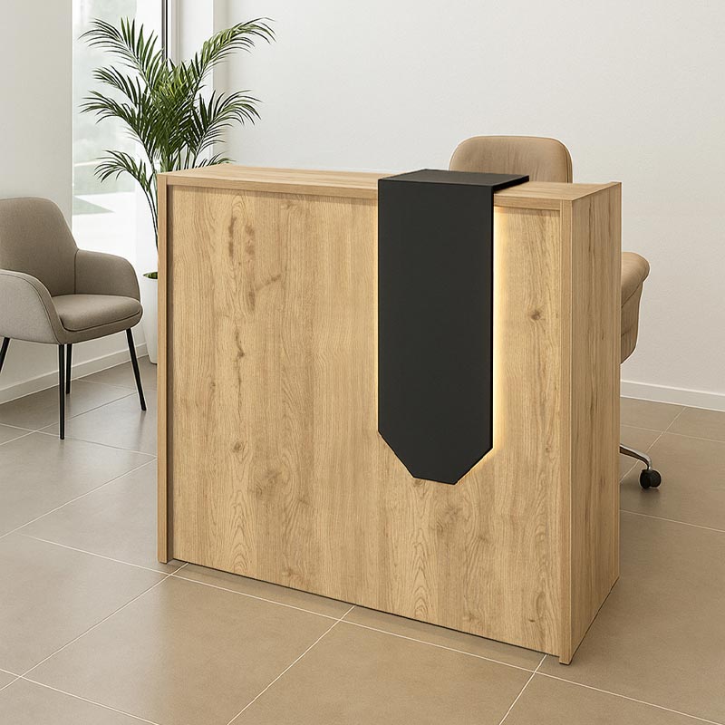 Γραφείο υποδοχής - reception Navita  με LED χρώμα sepet oak - ανθρακί 113,6x42x111,8εκ.