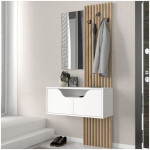 Έπιπλο εισόδου Naro  χρώμα λευκό - sepet oak 90x35x204,2εκ. - Image 3