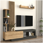 Σύνθεση τηλεόρασης Vermont  χρώμα ανθρακί - sepet oak 180x40x193,8εκ. - Image 2