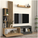 Σύνθεση τηλεόρασης Vermont  χρώμα ανθρακί - sepet oak 180x40x193,8εκ. - Image 3