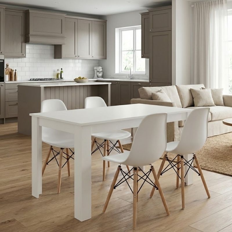 Σετ τραπεζαρία 5τμχ Darlen - Nova  χρώμα λευκό 125x72x74εκ.