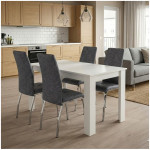 Σετ τραπεζαρία 5τμχ Darlen - Alma  χρώμα λευκό - γκρι 125x72x74εκ.