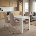 Σετ τραπεζαρία 5τμχ Darlen - Alma  χρώμα λευκό - μπεζ 125x72x74εκ.