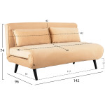 ΚΑΝΑΠΕΣ ΚΡΕΒΑΤΙ 2 ΑΤΟΜΩΝ ASMA HM3077.17 ΜΕ ΒΕΛΟΥΔΟ ΜΠΕΖ 140x80x77Yεκ. - Image 2