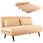 ΚΑΝΑΠΕΣ ΚΡΕΒΑΤΙ 2 ΑΤΟΜΩΝ ASMA HM3077.17 ΜΕ ΒΕΛΟΥΔΟ ΜΠΕΖ 140x80x77Yεκ.