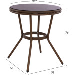 ΤΡΑΠΕΖΙ ΑΛΟΥΜΙΝΙΟΥ MOSES Φ70x76 εκ. BAMBOO LOOK HM5532.03 ΚΑΦΕ ΜΕ ΓΥΑΛΙ - Image 2