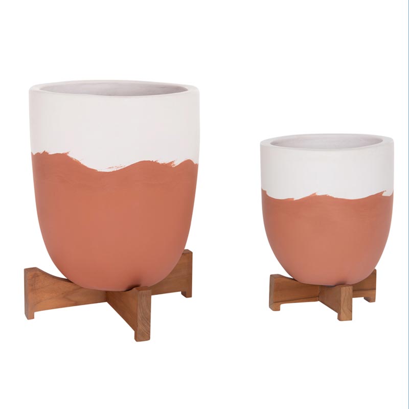 ΓΛΑΣΤΡΕΣ ΣΕΤ 2ΤΜΧ SEON HM4686.08 TERRACOTTA ΣΕ ΛΕΥΚΟ & ΤΕΡΑΚΟΤΑ--TEAK ΒΑΣΗ